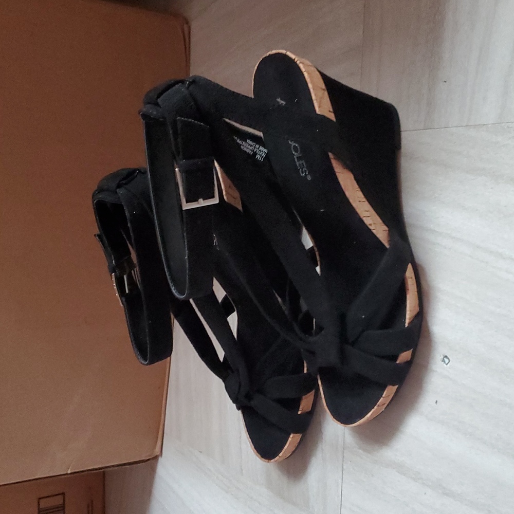 Strappy Cork Wedge Sandals - Picture 2 of 9
